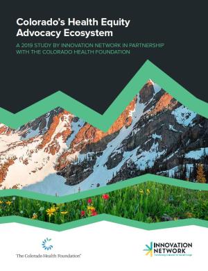 Colorado's Health Equity Advocacy Ecosystem Report cover